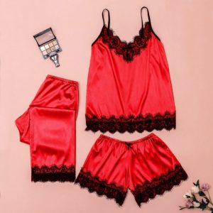 Tenues Sexy satin rouge