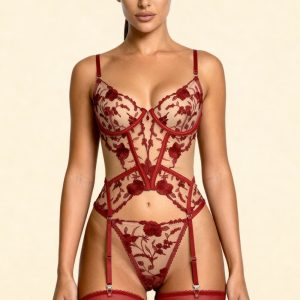 Guêpière Marisela Rouge dentelle