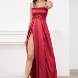 Tenues Sexy Femme robe satin rouge