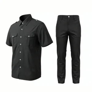 Tenues Sexy - Ensemble Noir Chemise Homme Lin Coton Confortable