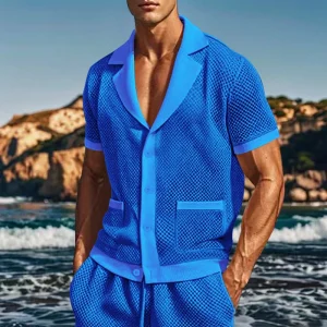 Tenues Sexy - Outfit Homme Casual Transparent Short & Shirt éclatant Bleu