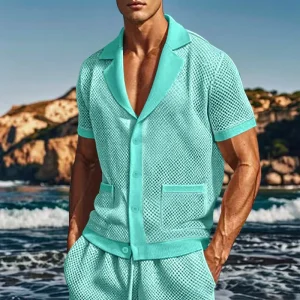 Tenues Sexy - Outfit Homme Casual Transparent Short & Shirt éclatant turquoise