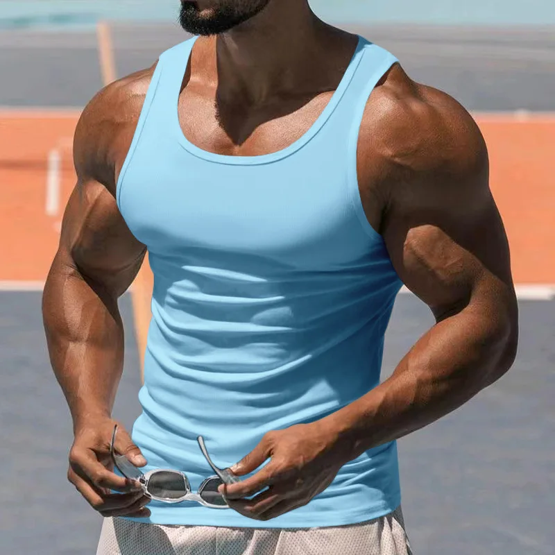 débardeur basique bleu sky homme