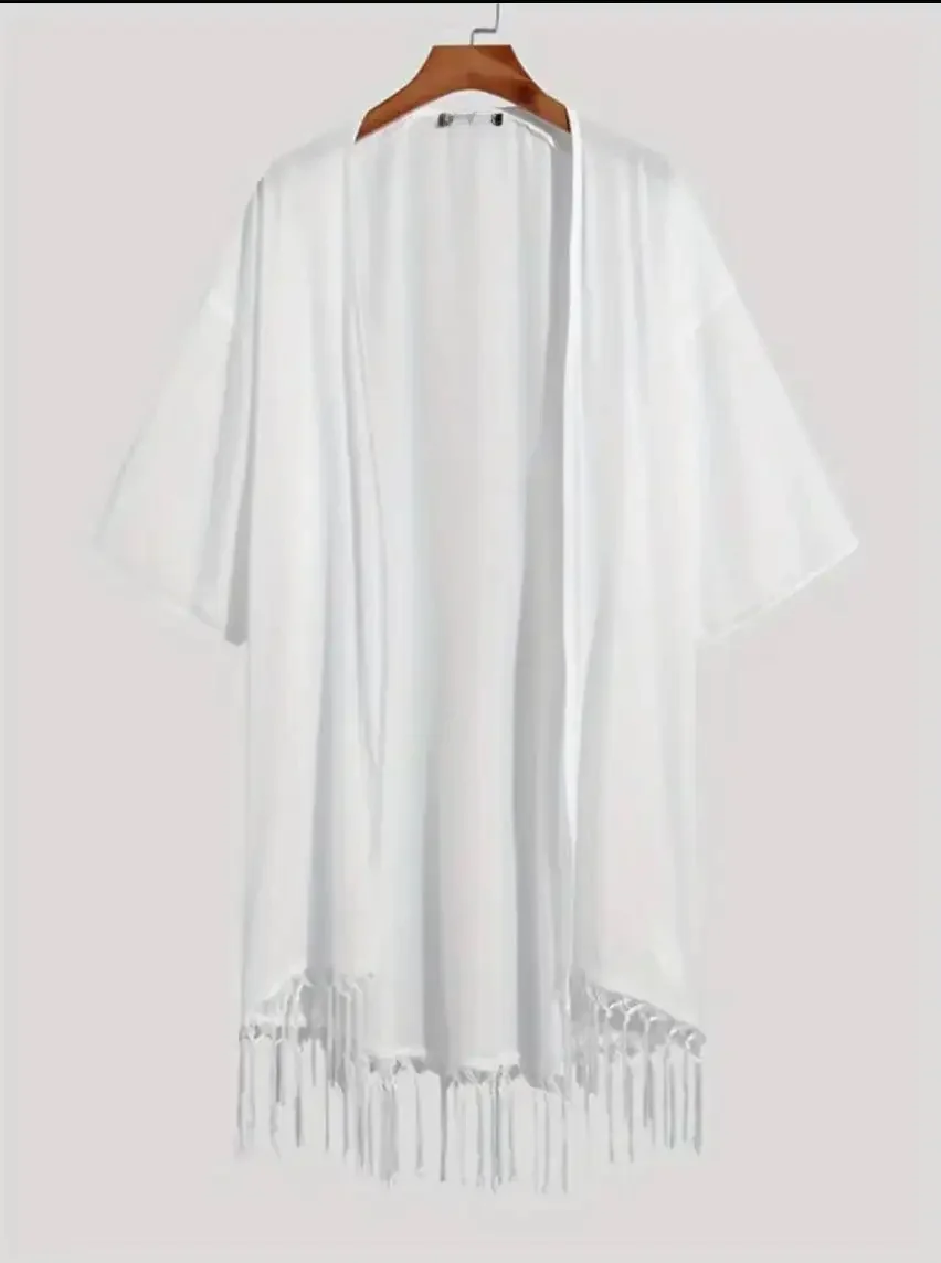 kimono blanc bohème homme