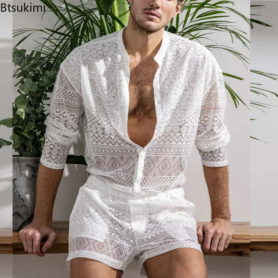 ensemble homme dentelle été noir