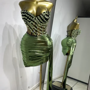 Tenues Sexy - Ensemble Corset et Jupe Strass Glamour Étincelant